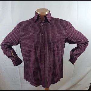 Bugatchi Uomo Mens Burgundy Medium Striped Shirt
